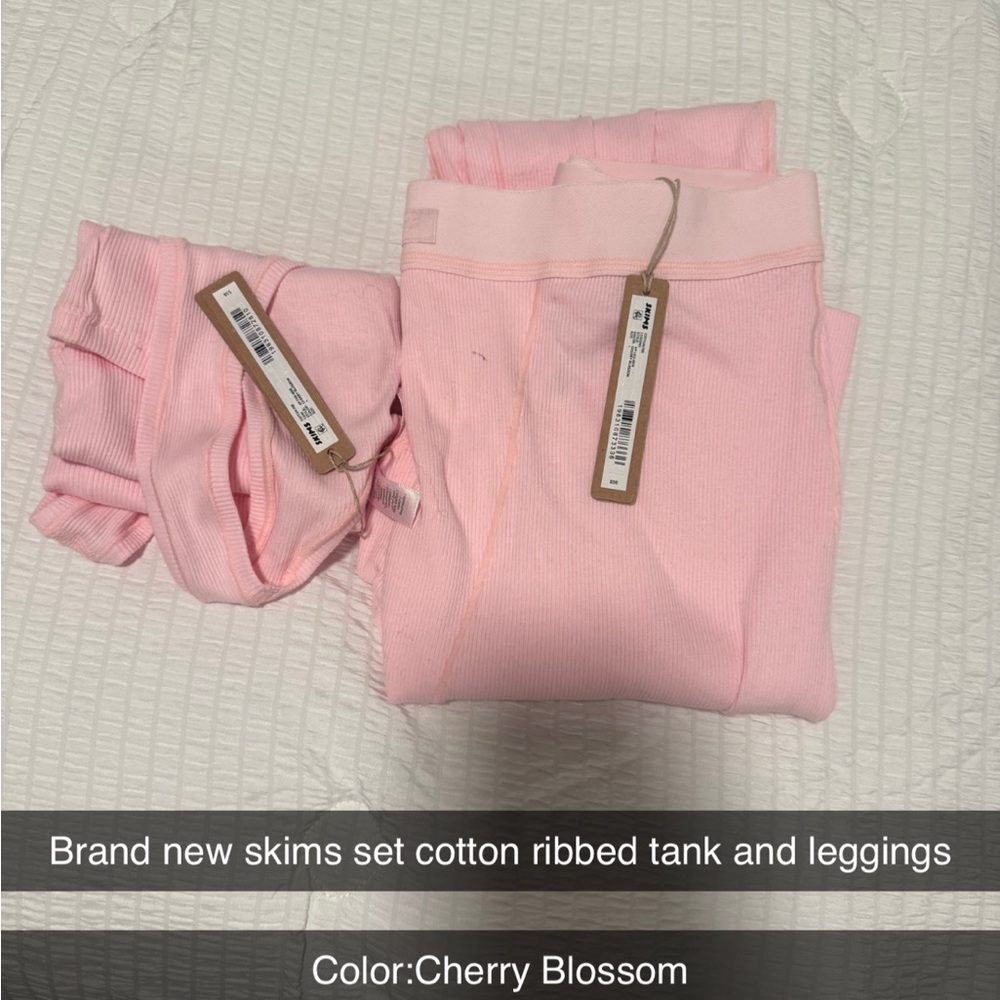 SKIMS Cherry Blossom Ribbed Tank and Leggings Set